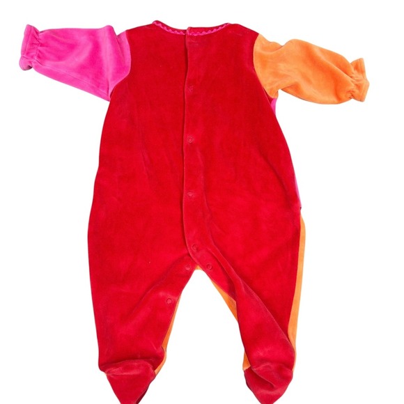 Little Me Baby Girl Velour Footie Pajamas Sleeper 6 Months Rainbow Floral - Picture 2 of 6